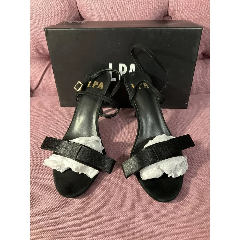 LPA The Bow High Heels in Black 7.5 with box Womens Satin Formal Shoes